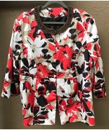 LANE BRYANT WOMEN&#39;S SZ. 26 BEADED CORAL BROWN FLORAL JACKET OVER BLOUSE ... - $52.24 CAD
