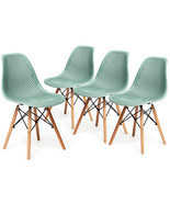 Costway Set of 4 Plastic Hollow Out Chairs Mid-Century Modern Mesh Chair... - £121.78 GBP