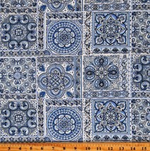 Cotton Bluesette Tiles Blue and White Design Dutch Fabric Print by Yard D138.33 - £11.15 GBP