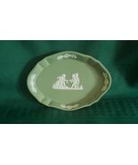 Vintage Wedgwood Trinket Dish Sage Green Jasperware Oval-Shaped UK - $20.90 CAD