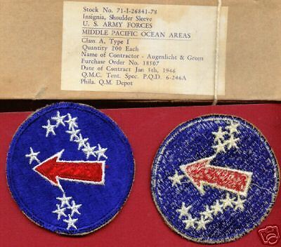 U.S. ARMY FORCES MIDDLE PACIFIC OCEAN AREAS 1946 PATCH NOS - $3.85