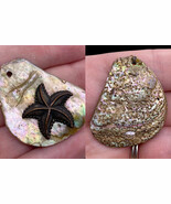 Abalone Puka Shell Pendant Starfish Raised Metal Ocean Beach Jewelry Rep... - €26,86 EUR
