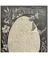 Easter Woodcut Poem 1885 Victorian XL Full Page Art Spring Holiday DWII1 - £78.62 GBP