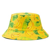 New Fashion Unisex Bucket Hats Summer Double-sided Wear Fruit Printing Women Cap - £23.59 GBP