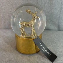 Tahari Golden Musical Snow Globe Reindeer We Wish You A Merry Christmas - £29.41 GBP
