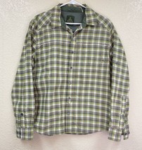 prAna Shirt Men’s Medium Breathe Green Plaid Button Down Long Sleeve Nylon - £14.58 GBP