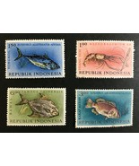 Indonesia - #589-92 Marine Life - small black stain on 1.00 &amp; 3.00 - MNH - £2.35 GBP
