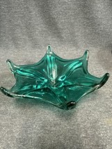 Murano style Vtg art glass, hand blown, blue, Six Point shape. - £11.59 GBP