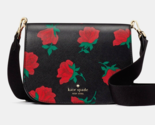 New Kate Spade Madison Rose Toss Printed Saddle Bag Crossbody Black / Du... - $113.91