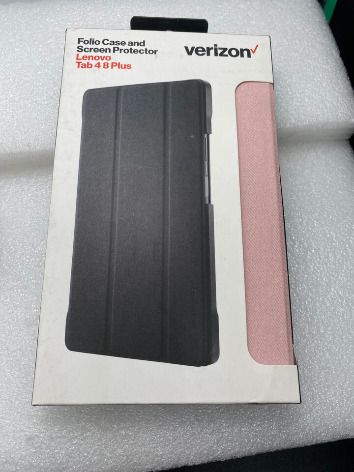 Primary image for Verizon Folio Hard Case & Tempered Glass for Lenovo Tab 4 8 Plus - Pink