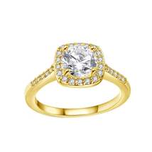 18K White Gold Plated  Crystal Halo Ring - 3 Colors Available - £5.89 GBP