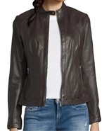 Leather Jacket Women Womens Biker Size Moto Motorcycle Soft Vintage Zip ... - $2,580.42 MXN