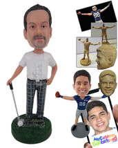 Personalized Bobblehead Professional Golfer Guy With His Golf Stick And Ball - S - £67.78 GBP