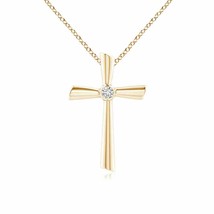 ANGARA Solitaire Diamond Cross Pendant Necklace in 14K Yellow Gold - £278.35 GBP