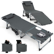 5-position Outdoor Folding Chaise Lounge Chair-Gray - Color: Gray - €119,83 EUR