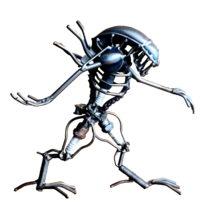 Alien Xenomorph Warrior Vintage Handmade Metal Art Sci-Fi Steampunk Figurine - £171.65 GBP