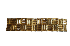 MIMI di N 1982 Gold Tone Woven Braided Bamboo Pattern Belt Buckles Interlocking - £32.05 GBP