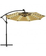 10 Feet Solar Offset Hanging Umbrella with 40 Lamp Beads and Solar Panel... - €148,83 EUR