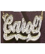 Personalized Gold Overlay Double 3d Name Plate Necklace Free Chain /b13 - £31.41 GBP