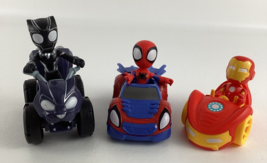 Marvel Spidey &amp; His Amazing Friends 5&quot; Figure w Racers Black Panther Iron Man - £25.23 GBP