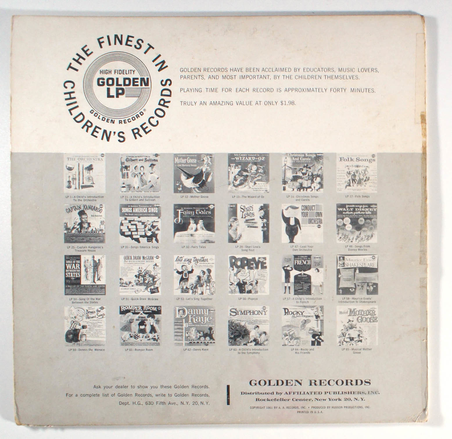 Golden Record - Musical Mother Goose (1974) Vinyl LP • Wonderland Nursery Rhymes Item image 2