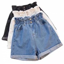 Women&#39;s Elastic High Waisted Loose Fitting Denim Shorts - £19.56 GBP