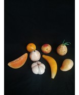 Carved Stone Fruit , Alabaster ,Marble Melon ,Banana, Pineapple, Peach ,... - $25.00