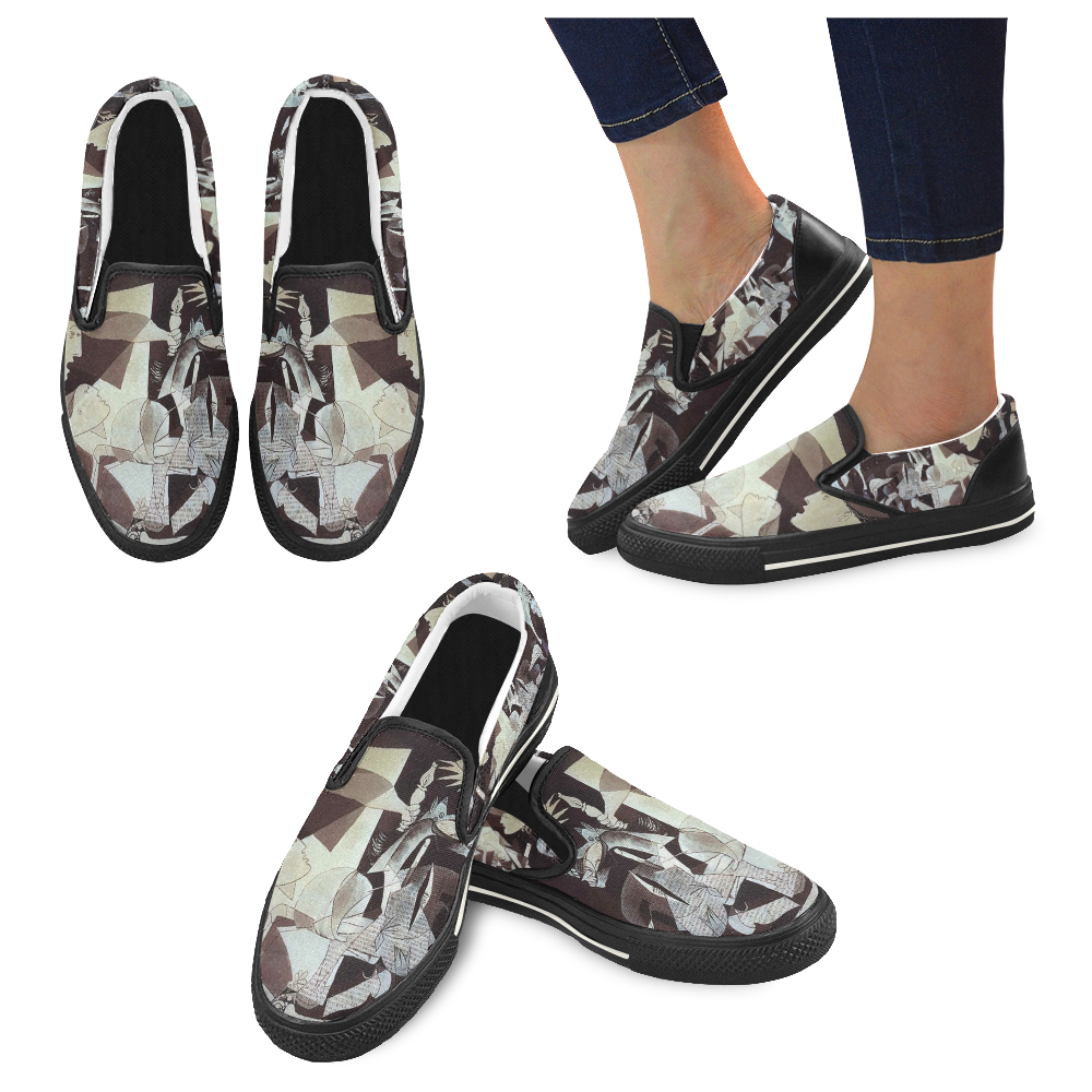 guernica picassoart slip-on canvas women's shoes us size 6-10
