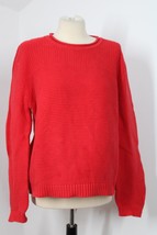 Orvis L Red Cotton Knit Roll Neck Pullover Sweater - £22.44 GBP