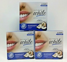 (3) Ultimate White Whitening Dental Strip Infused w/ Coconut Oil 6 Strip... - £15.41 GBP