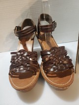 Women’s Brown Strappy American Eagle Wedge Sandals Platform Size 8 - £19.73 GBP