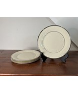 4 Lenox Solitaire Salad Plates Dishes Platinum Trim Cream Dinnerware Home - £37.01 GBP