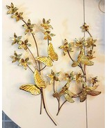 Homco Burnished Metal Hummingbird Butterfly Plaque LOT VTG Home Interiors Decor - $29.61