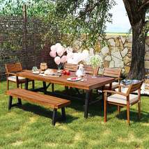 Outdoor Wood Dining Set For 7-8 Person, Outdoor Dining Furniture With - £604.06 GBP