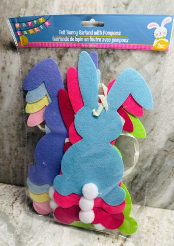 Primary image for Happy Easter Felt Bunny Garland W/Pom-pons  8 Pc Pack