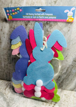 Happy Easter Felt Bunny Garland W/Pom-pons  8 Pc Pack - £12.03 GBP