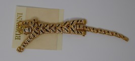 Rucinni Gold Tone Crystal Rhinestones Articulated Cat Tiger 7.5&quot; Brooch Pin - £39.95 GBP