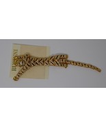 Rucinni Gold Tone Crystal Rhinestones Articulated Cat Tiger 7.5&quot; Brooch Pin - £39.32 GBP