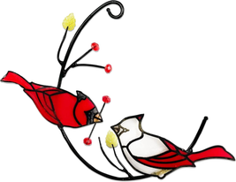 Pair of Red Cardinal Bird Stained Glass Window Hanging, Bird Suncatcher for Wind - $29.91