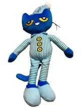 Pete The Cat Plush In Pajamas Stuffed Animal Blue &amp; White Striped Lovey - £10.25 GBP