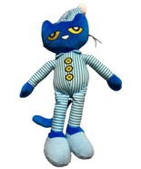 Pete The Cat Plush In Pajamas Stuffed Animal Blue &amp; White Striped Lovey - £10.00 GBP