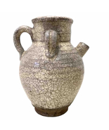 Antique Asian Porcelain Stoneware Crackle Glaze Three Handle Pouring Vessel - $499.95