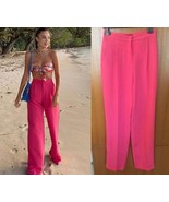 ZARA WIDE BRIGHT PINK HI RISE MENSWEAR STYLE PANTS - S - $102.90 CAD