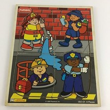 Playskool Jumbo Wood Puzzle Around The Town Mail Police Fireman Vintage ... - $16.78