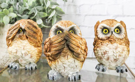 Wisdom Of The Forest See Hear Speak No Evil Great Horned Owls Mini Figurines Set - £14.25 GBP
