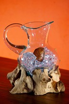 Glass Jug Root Wood Wine Decanter Carafe Jug Solid Wood Decoration Gift - $93.50