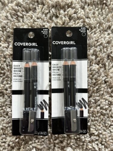Lot Of (2) Covergirl Easy Breezy Brow Fill + Define Pencils - Black 500 - $7.69