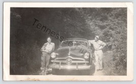 1951 Black And White Photo Of A Couple With Their Ford Custom Deluxe - £10.22 GBP
