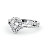 Halo Pear Diamond Engagement Ring Gold With 2 Line Side Stone - €1.383,12 EUR
