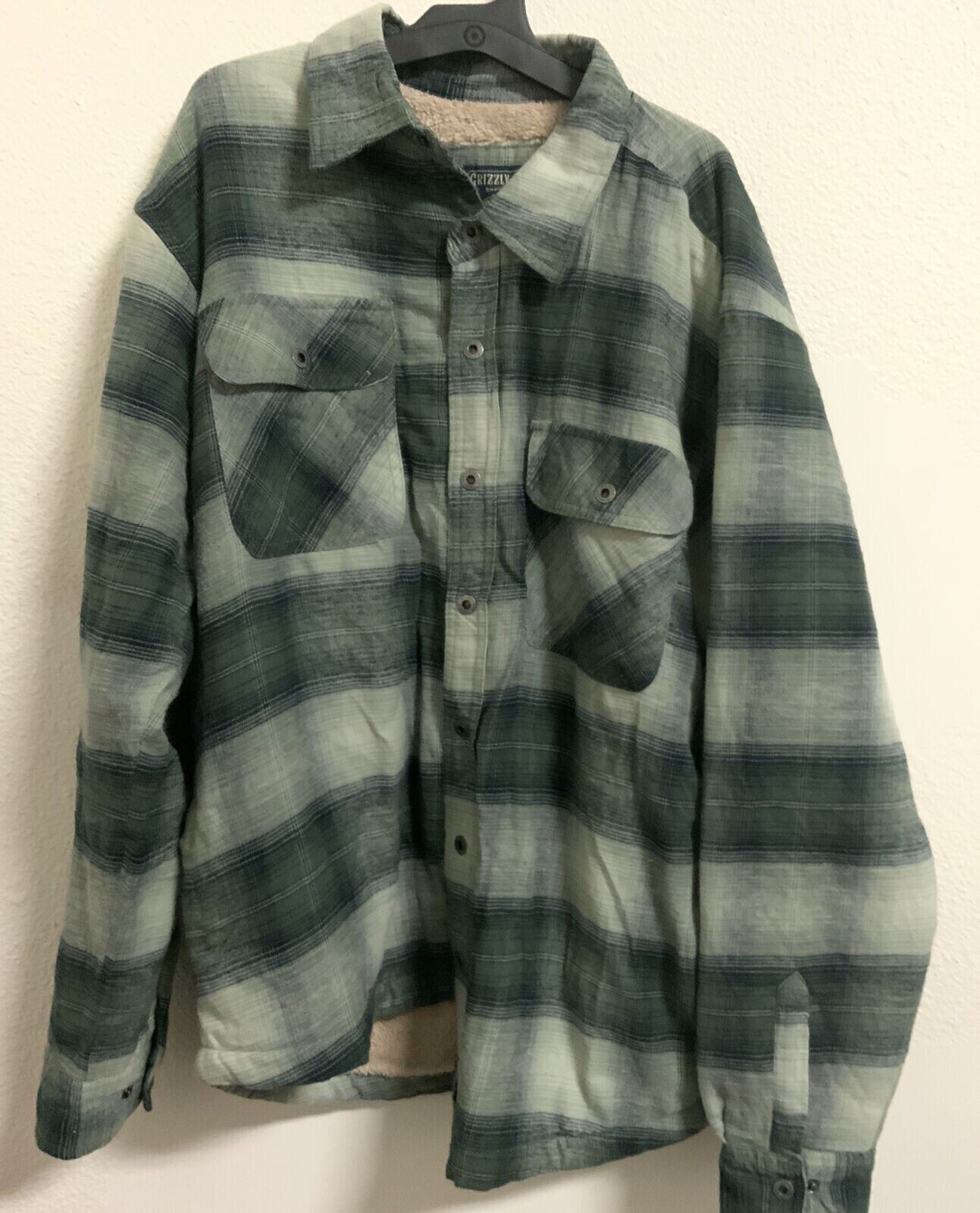 Primary image for Grizzly Mountain Men's Shirt Jacket Plaid Sherpa Fleece, Color: Green, Size: XL